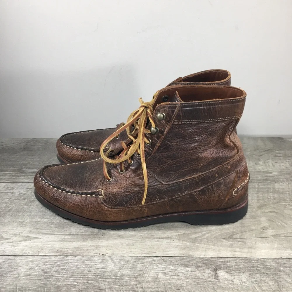 Allen Edmonds Yuma Chukka Bison Brown Leather Men’s Moc Toe Boots Size 10 Wide